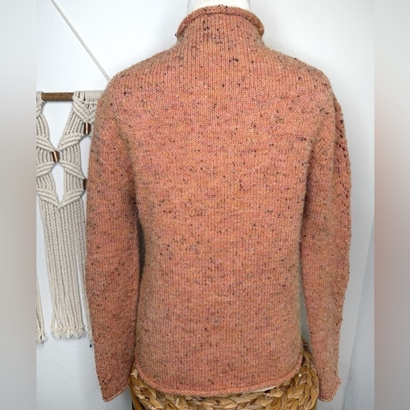 Sundance Knit Pointel Coral Peach Multi Flecked Longsleeve Mockneck sweater - Picture 3 of 8
